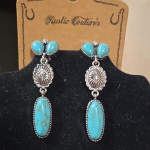 Silver and Turquoise Drop Earrings